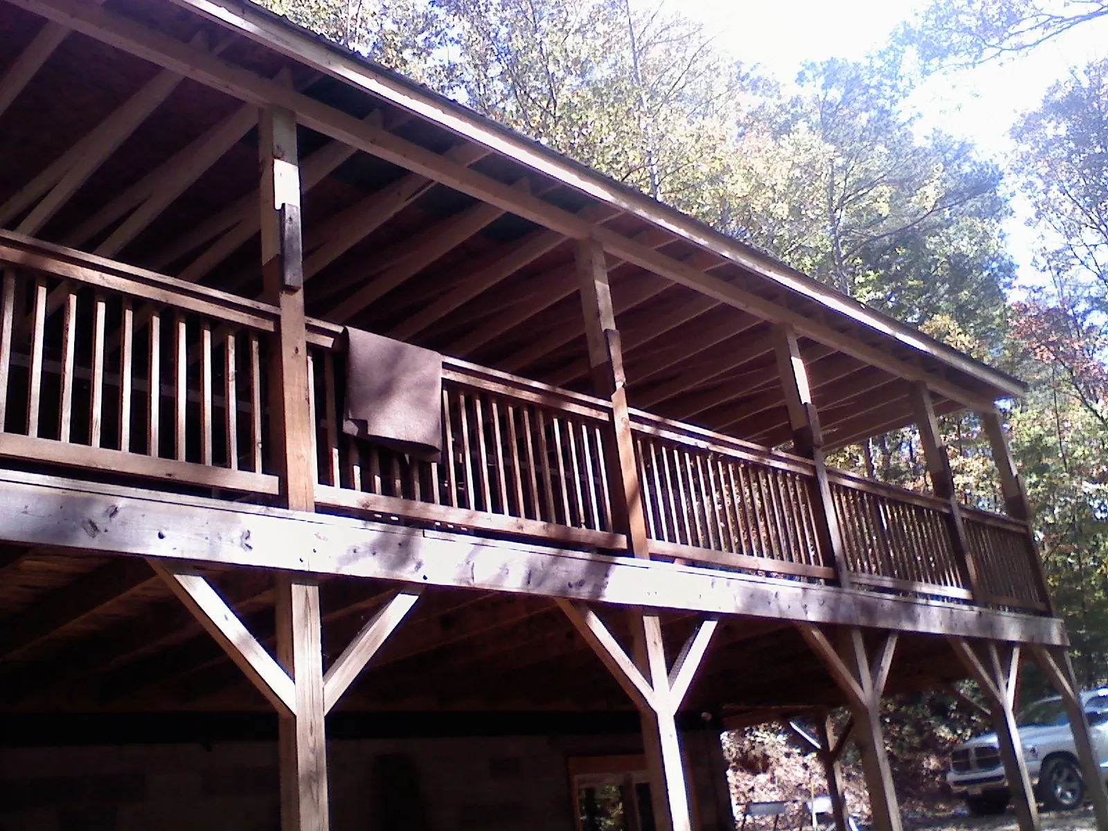 Timber framing under a new elevated porch and deck — Roof Leak Repair in Chesterfield by Roofing Brothers